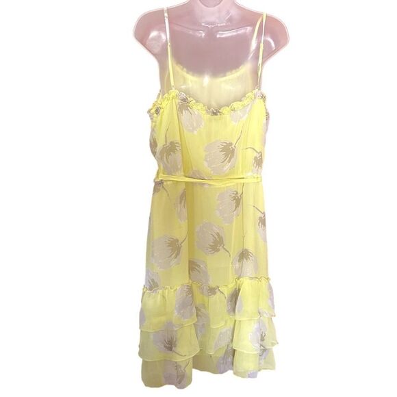 Old Navy Neon Yellow Floral Cami Boho Sundress Summer Preppy Midi Flowy Dress - Picture 2 of 5